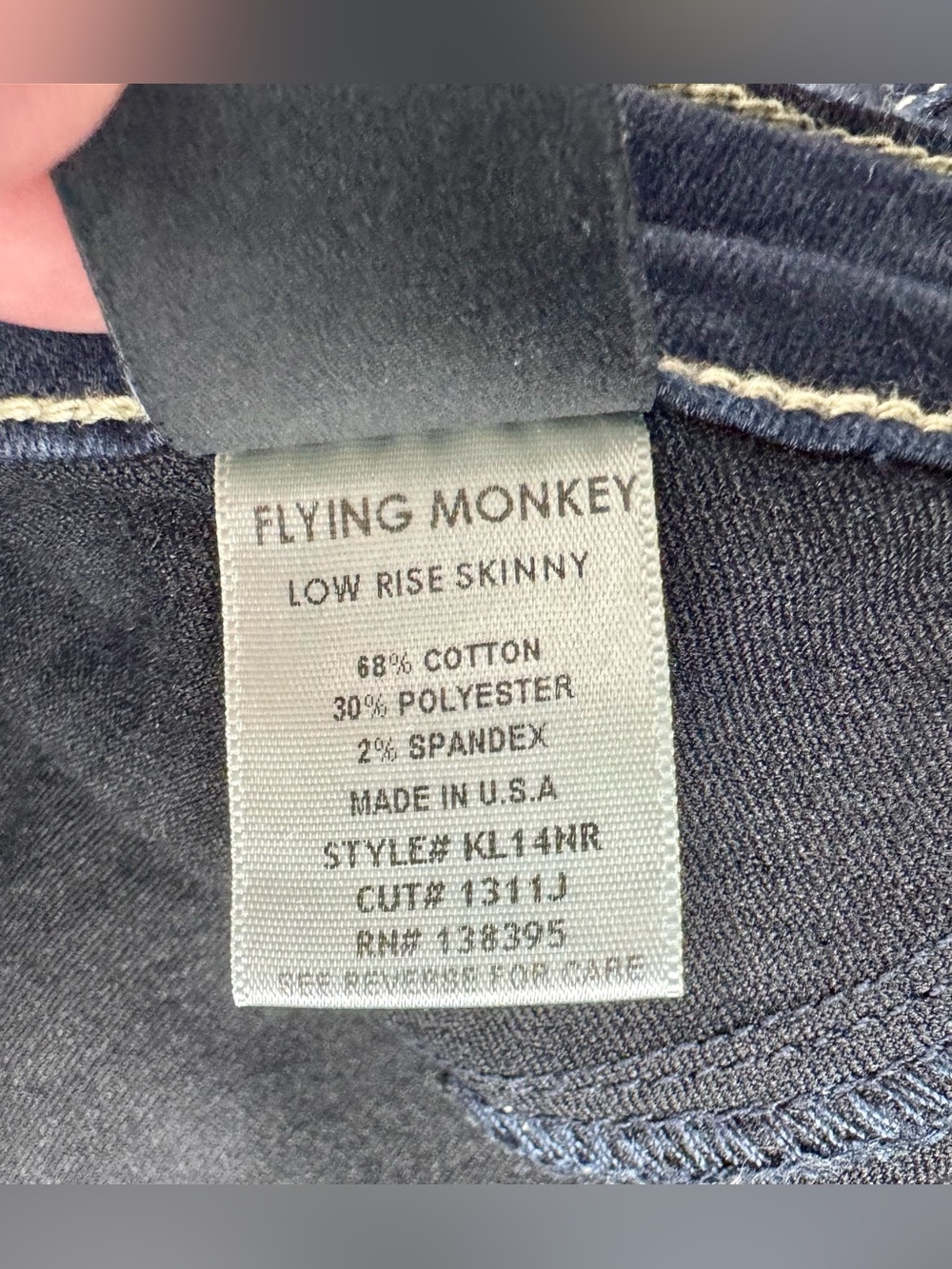 Flying Monkey Skinny Jeans Womens 30x29 Dark Blue Medium Wash Low Rise - Picture 6 of 13